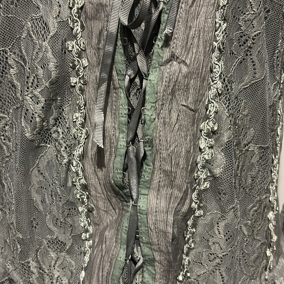 Sage lace up long sleeve blouse fully lined - Picture 3 of 6